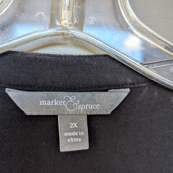 Plus Size 2X Market & Spruce Black Knit Blouse by Market w/Battenburg Lace Front - Picture 4 of 9